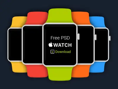 Free Flat Apple iWatch PSD Download