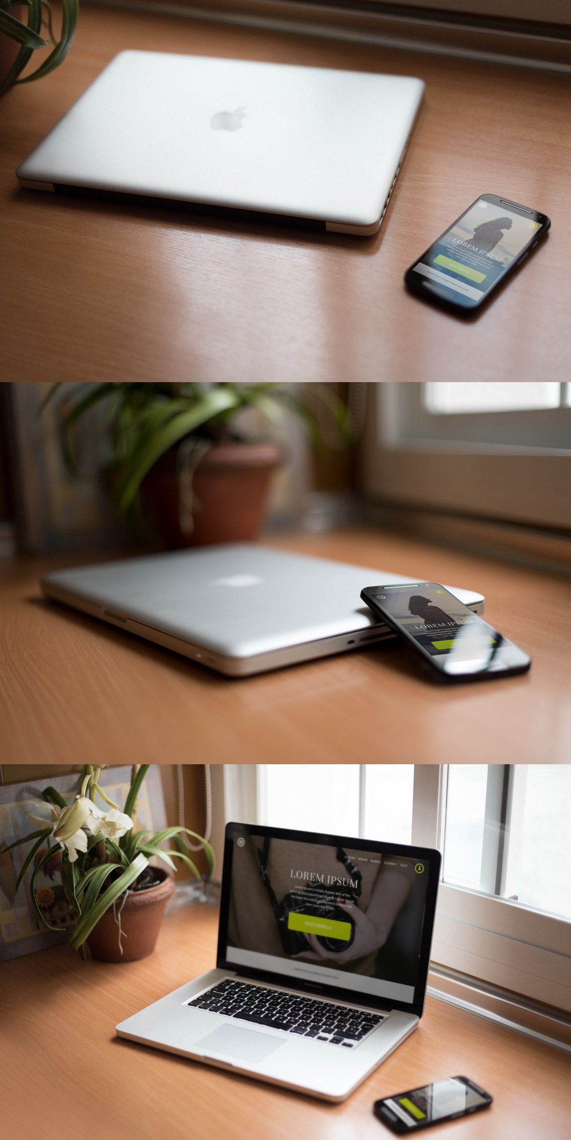 7 Smartphones and Notebook Mockup - Free PSD