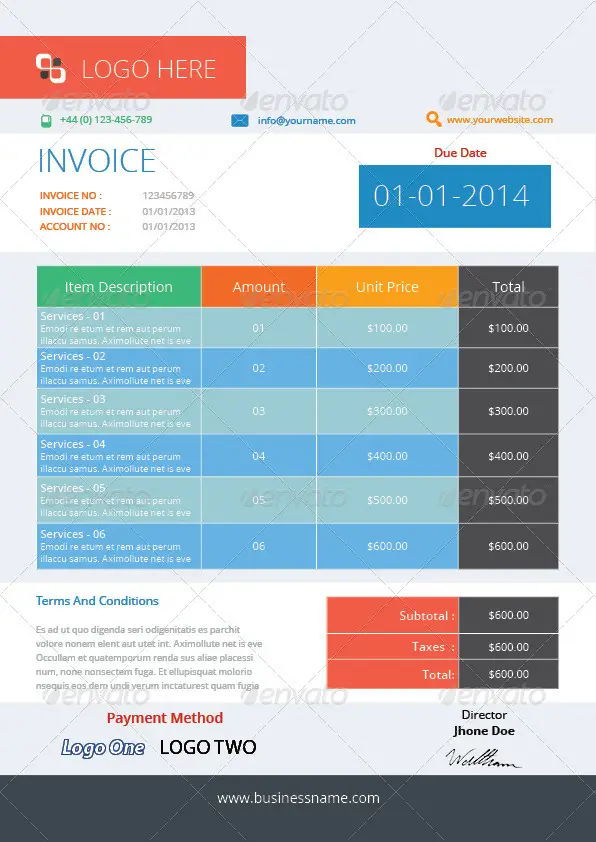 Business Invoices Templates