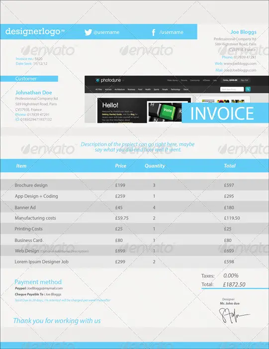 Clean Customizable Invoice Template