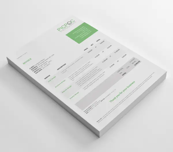 Clean and Modern Stationary, Invoice Template and Identity