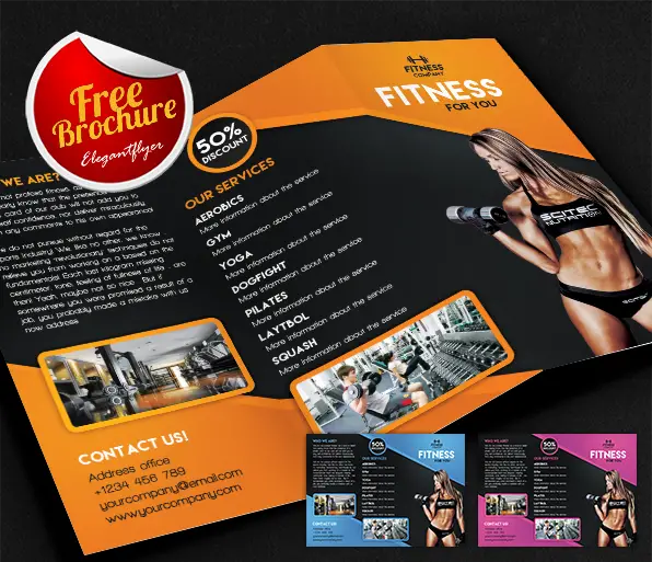 Fitness Tri-Fold Brochure PSD Template