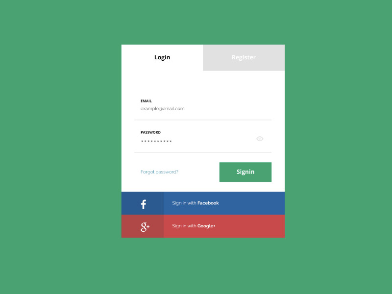 Flat Login Page Design - Free PSD