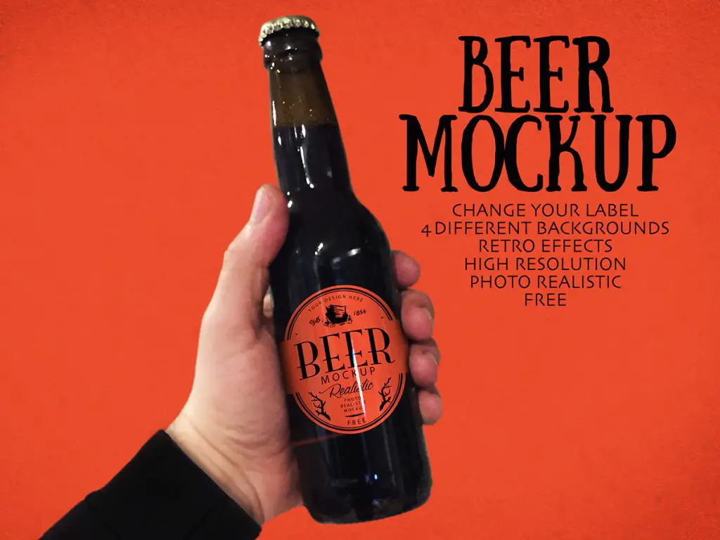 Free Beer Bottle Mockup Vol 6