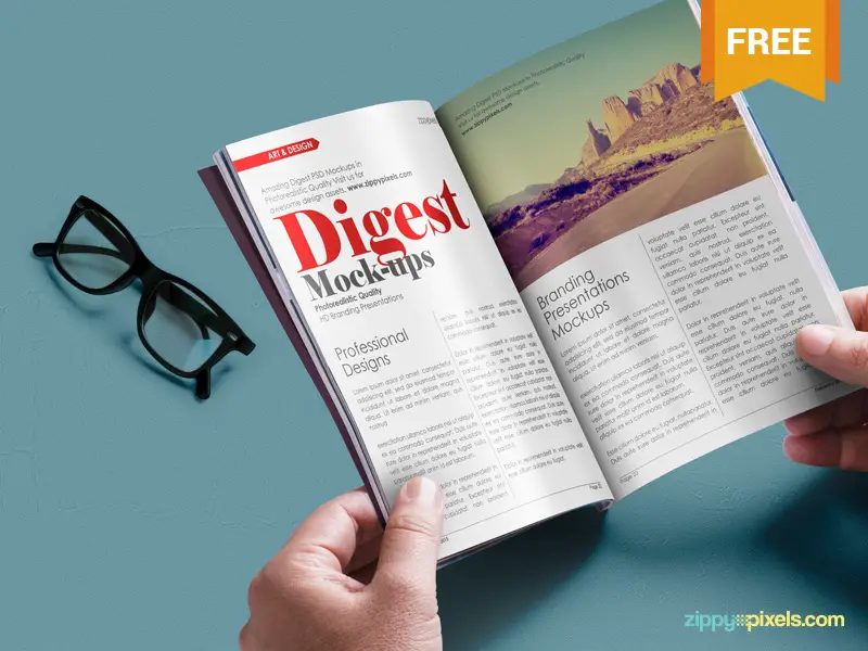 Free Digest-size Magazine PSD Mockup