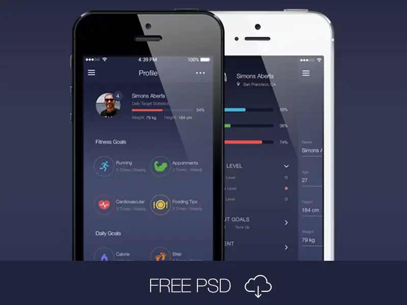 Free Fitness App UI Kit PSD
