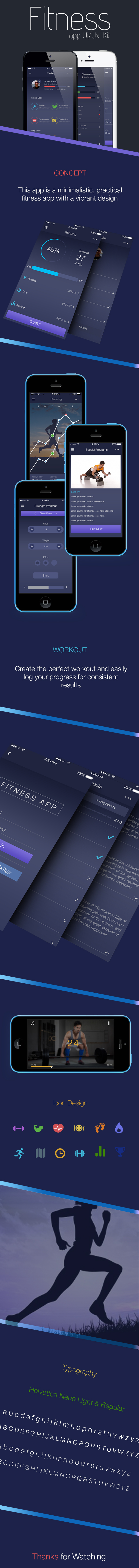 Free Fitness App UI Kit PSD
