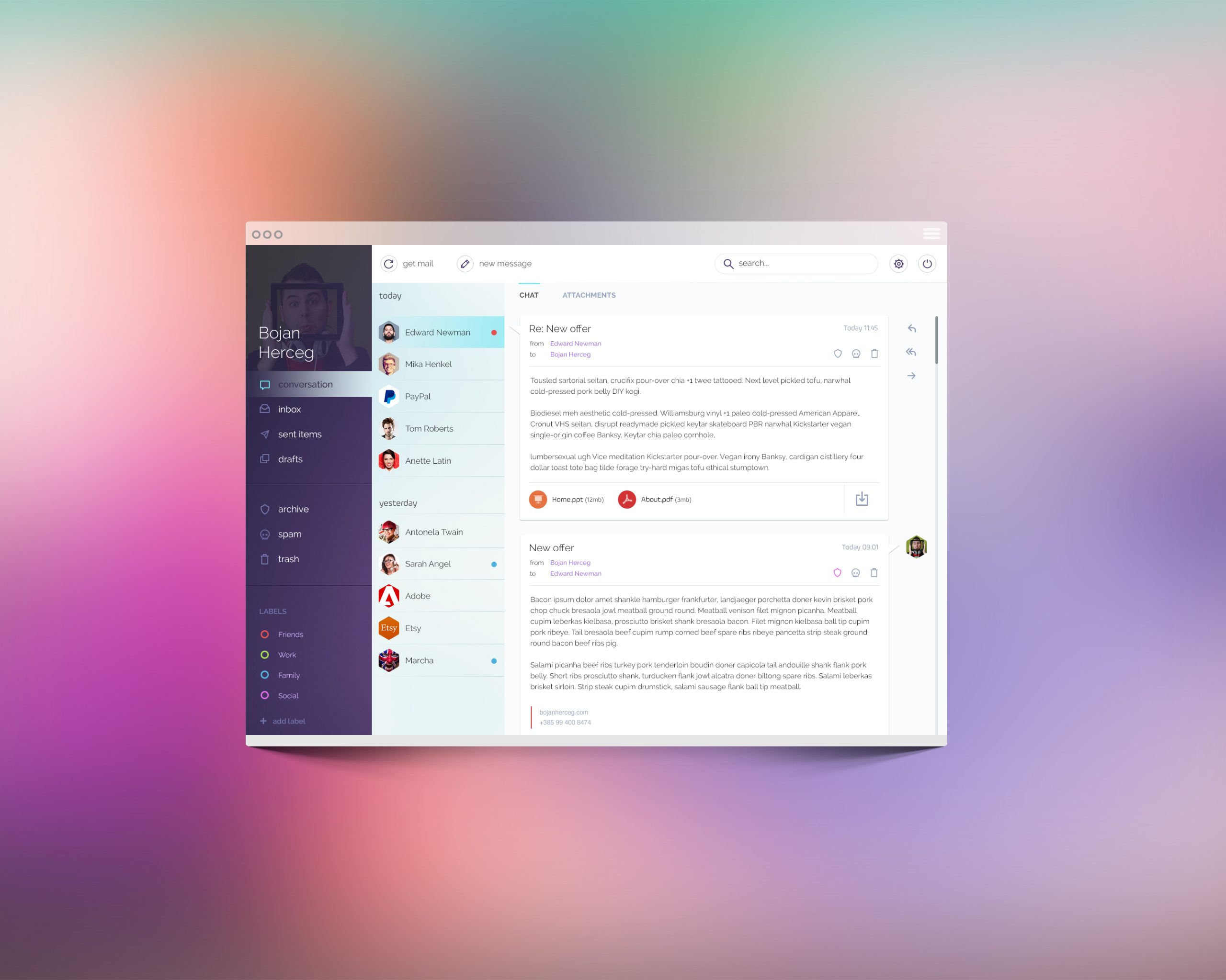 Free Mail Client App PSD Download