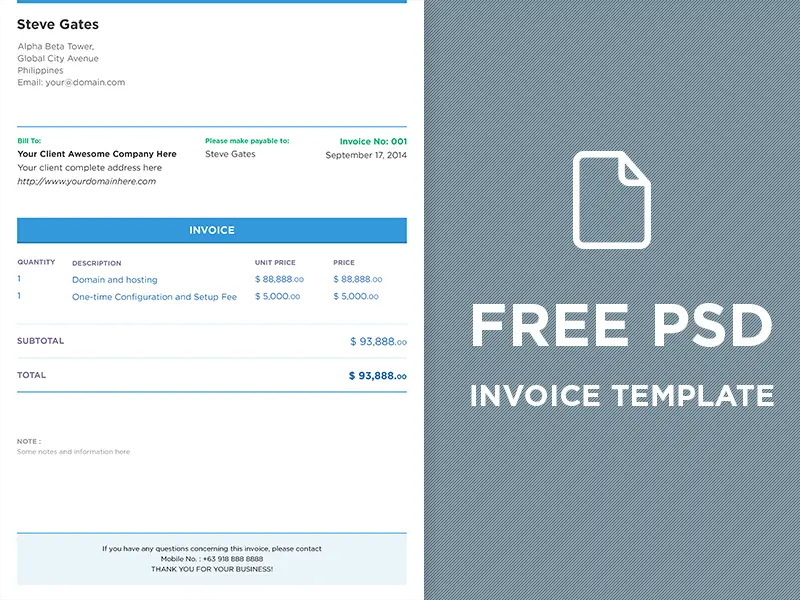 Free PSD Invoice Template