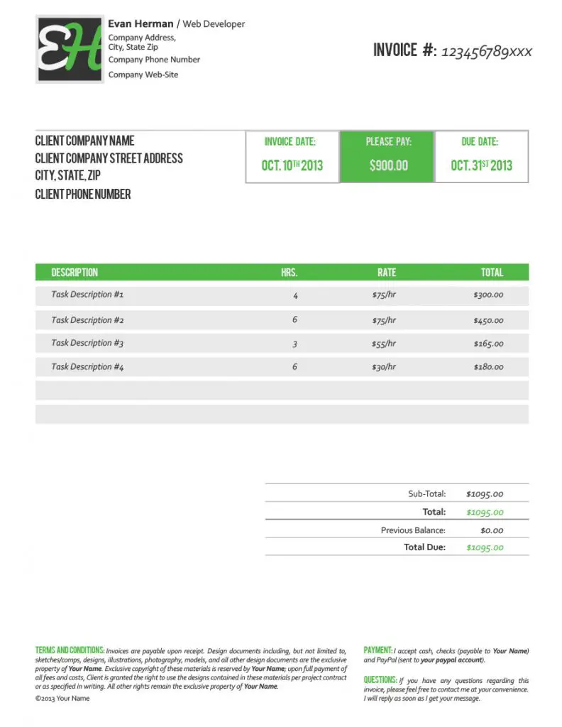 Free PSD Invoice Template