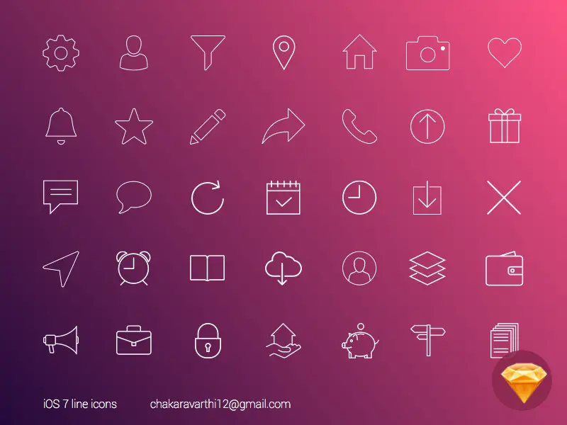 IOS7 Line Icons in Sketch Format