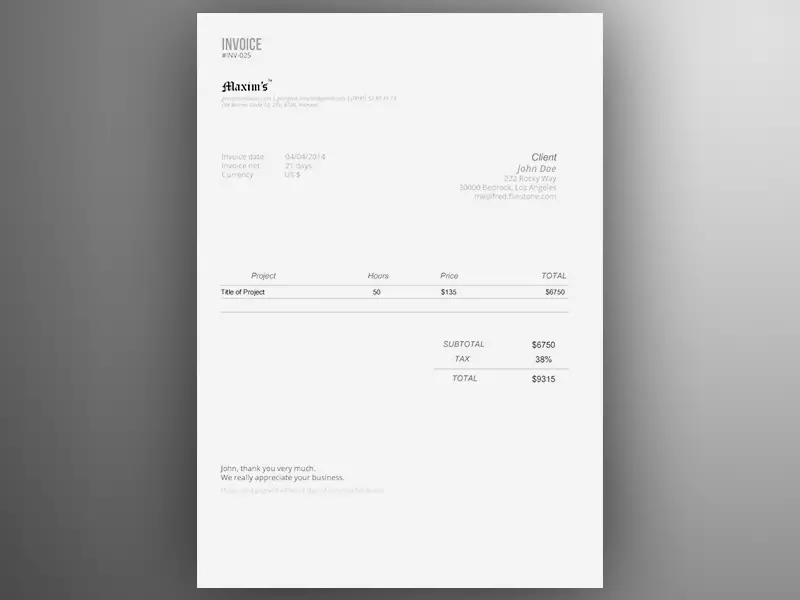 Invoice Template AI