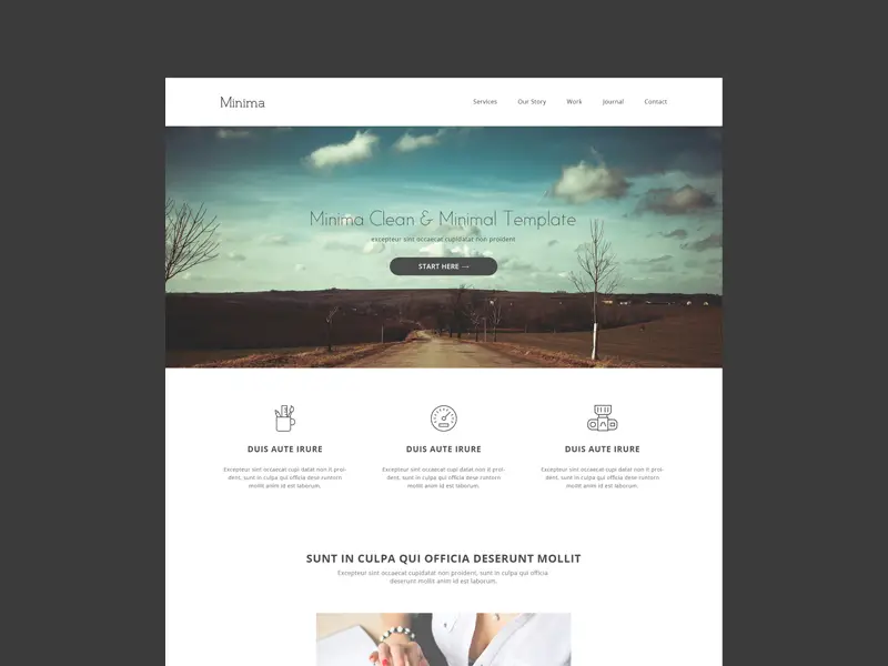 Minima - A Free Minimalist HTML5 App Landing Page Template