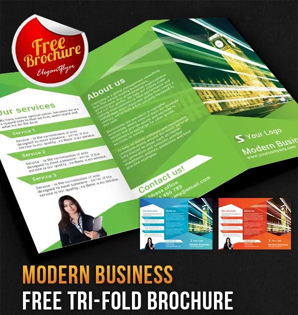 Modern Business Tri-Fold Brochure PSD Template