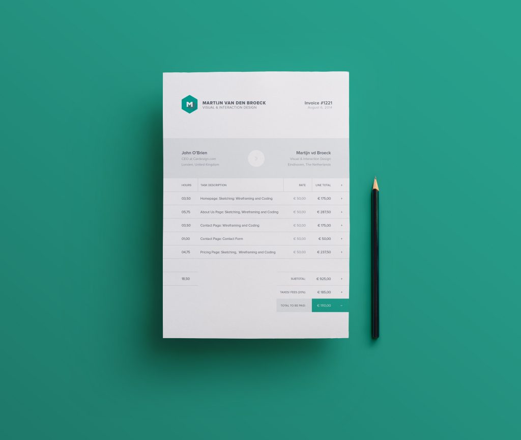 Modern Invoice Template INDD and IDML