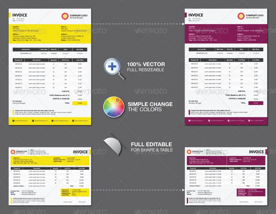 Multipurpose Invoice Print Templates