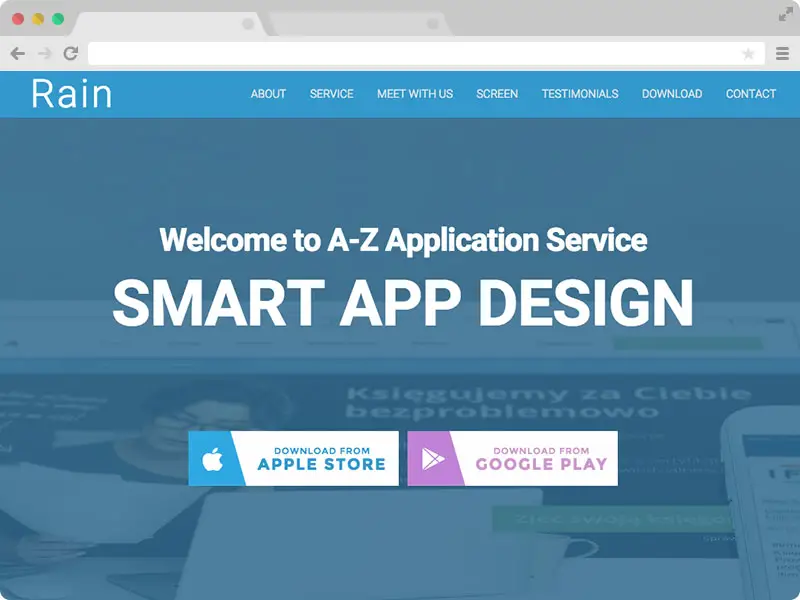 Rain - A Free Responsive HTML5 App Landing Page Template