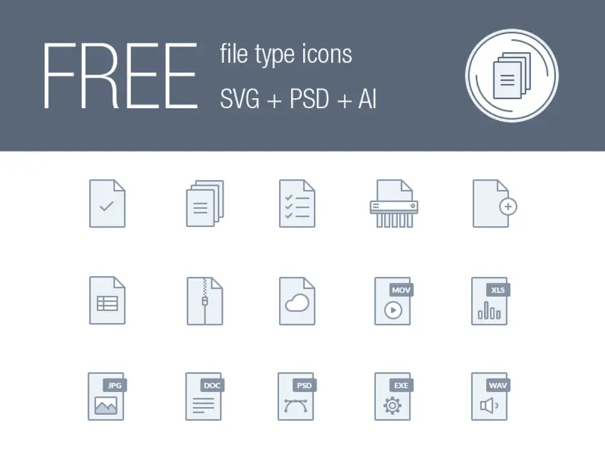 Set of File Type Icons - Free PSD Download