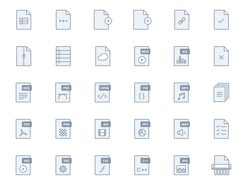 Set of File Type Icons - Free PSD Download