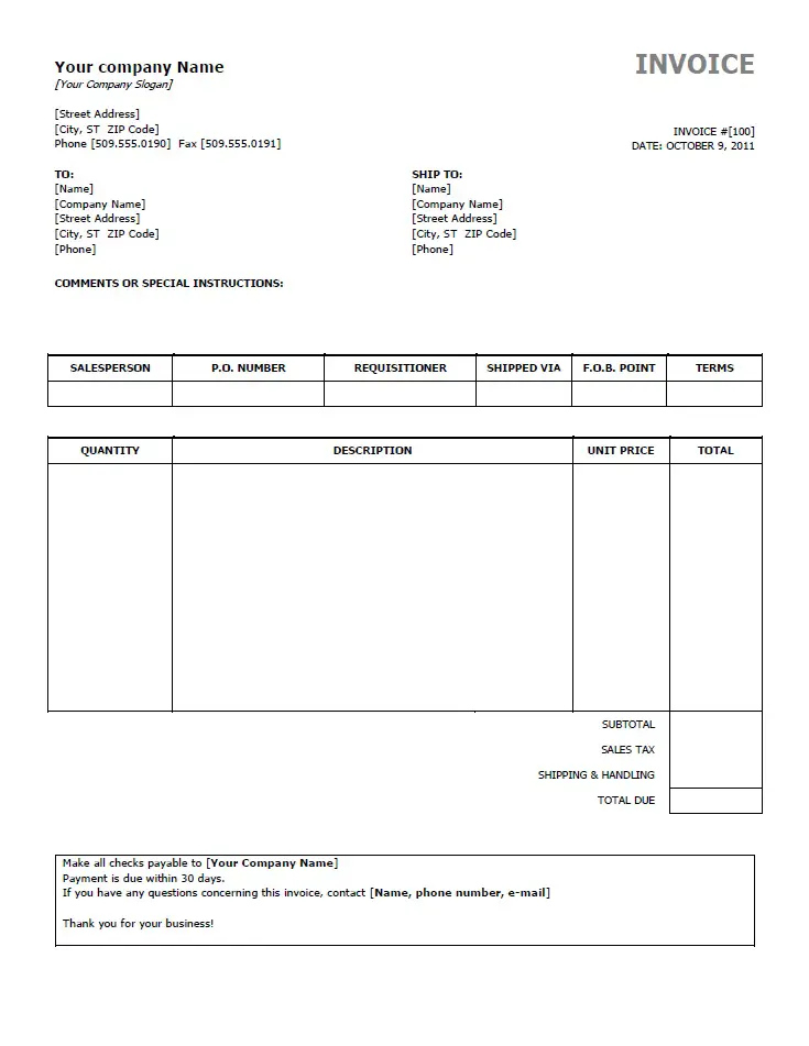 microsoft word templates invoices