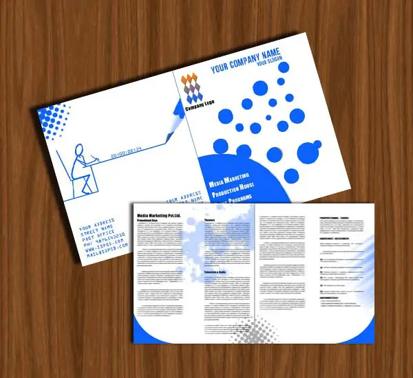 Simple Media Marketing Bi-Fold Brochure PSD Template