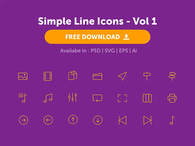 Simple and Minimal Line Icons - PSD EPS SVG and AI