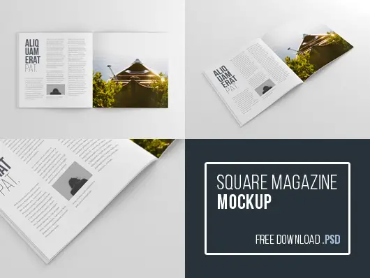 Square Magazine Mockup PSD