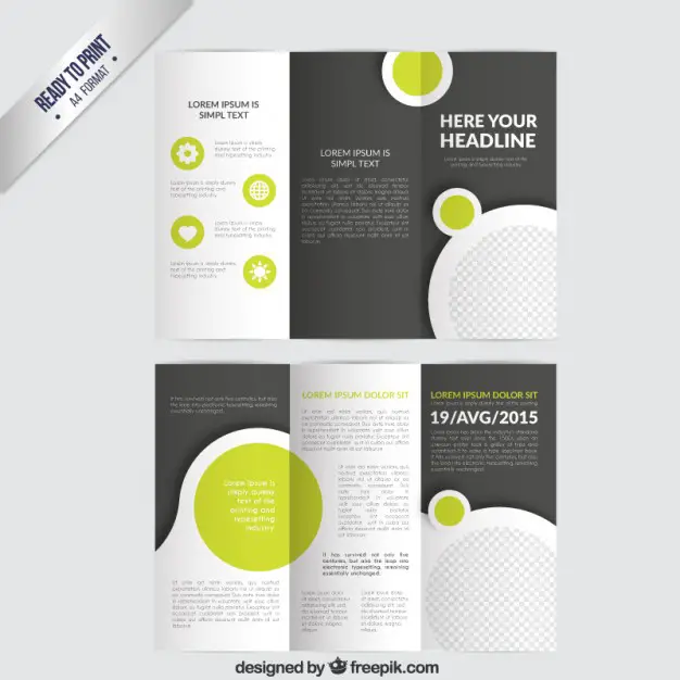 Tri-Fold Vector Brochure Template with Circles