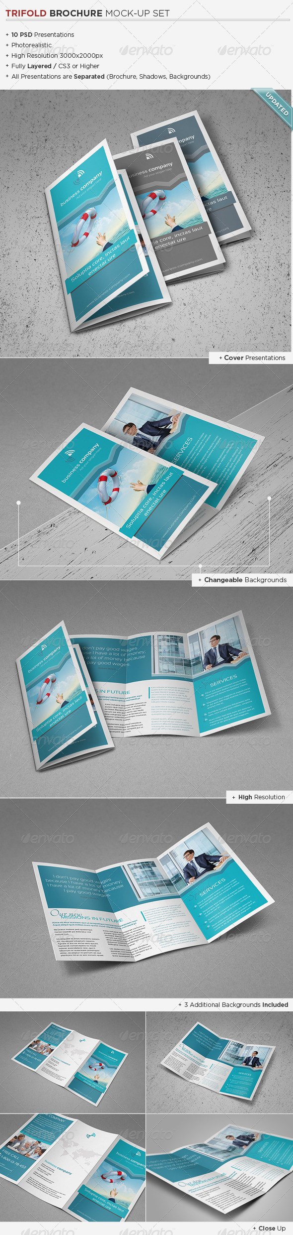 Trifold Brochure Mock-Up Set