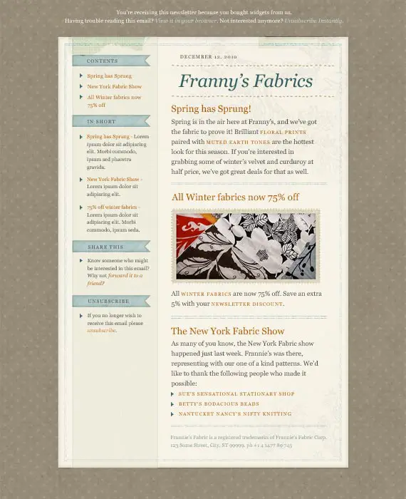 Fabric Email Newsletter Template
