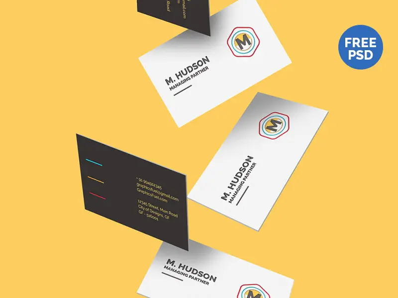 Falling Business Cards Mockup PSD