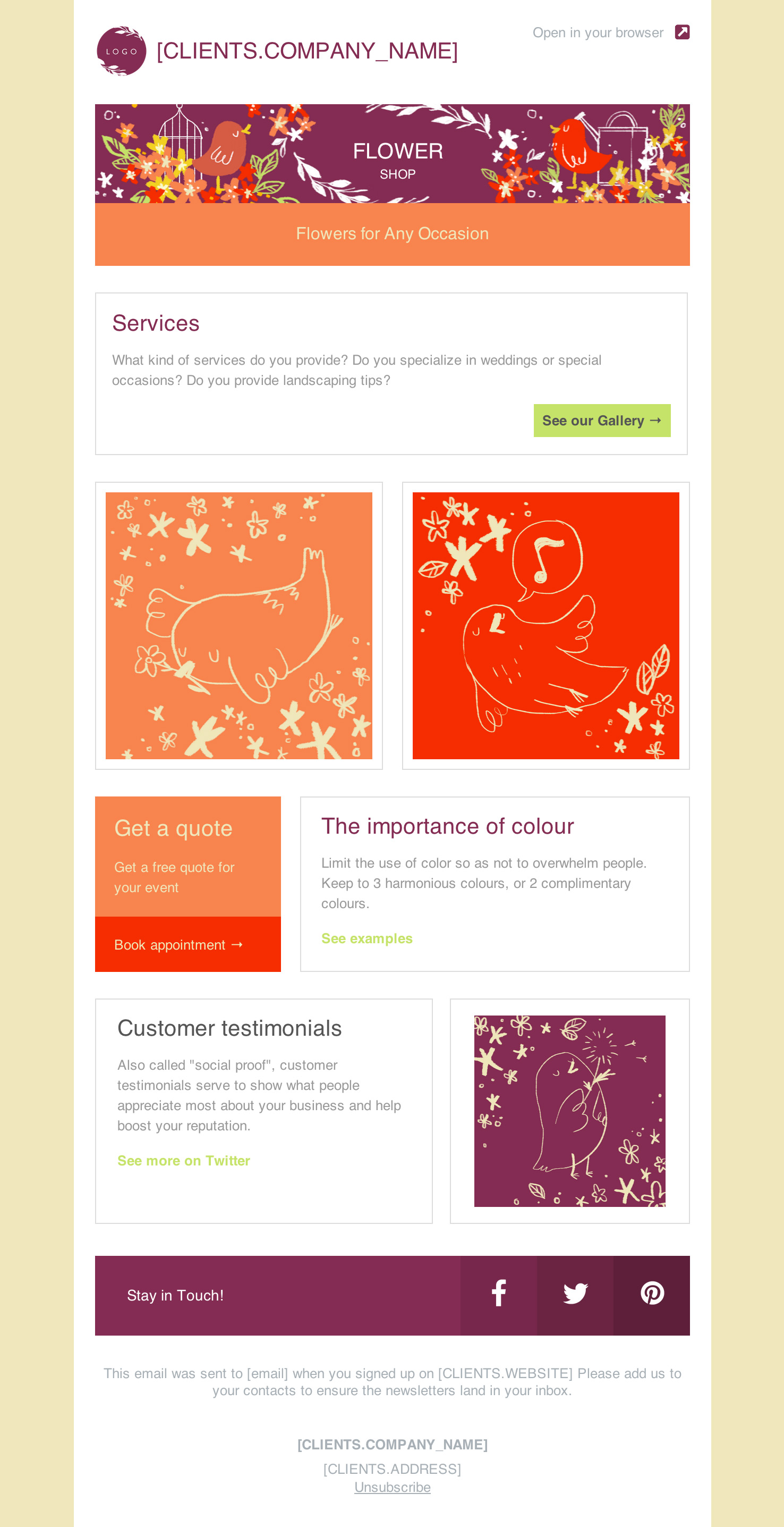 Florist Email Newsletter Template