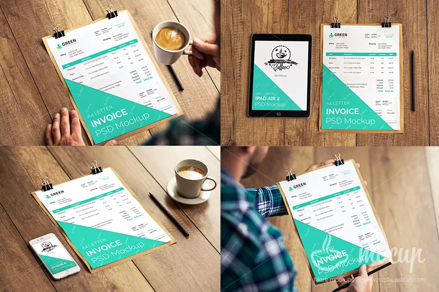 Free Invoice Mockups PSD