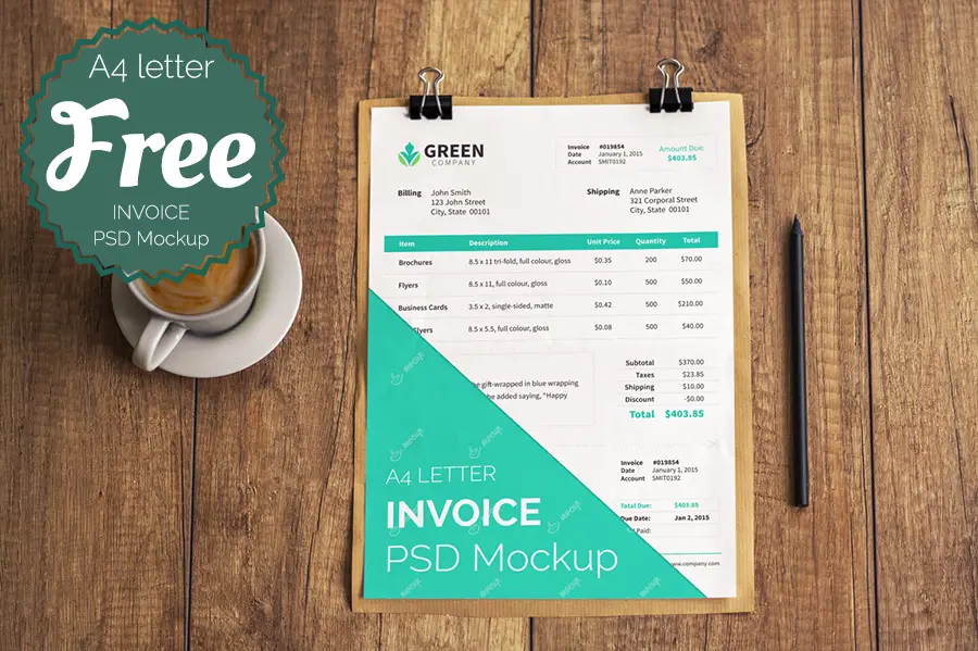 Free Invoice Mockups PSD