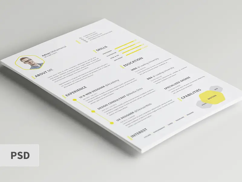 Free Resume Template PSD