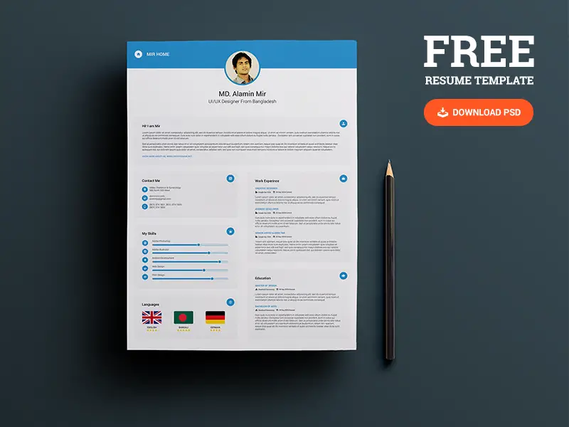 Free Resume Template PSD