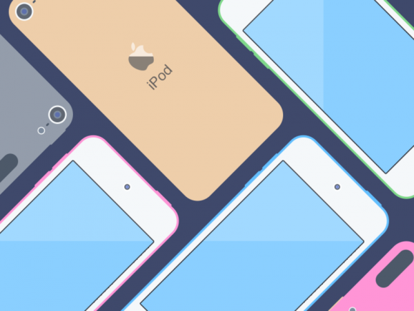 Flat iPod Touch Mockup in 5 Different Colors - Free PSD - PSD Templates
