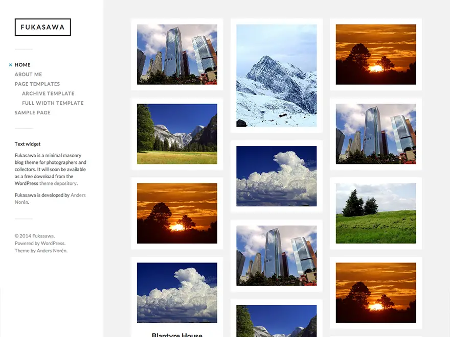 Fukasawa WordPress Photography Theme