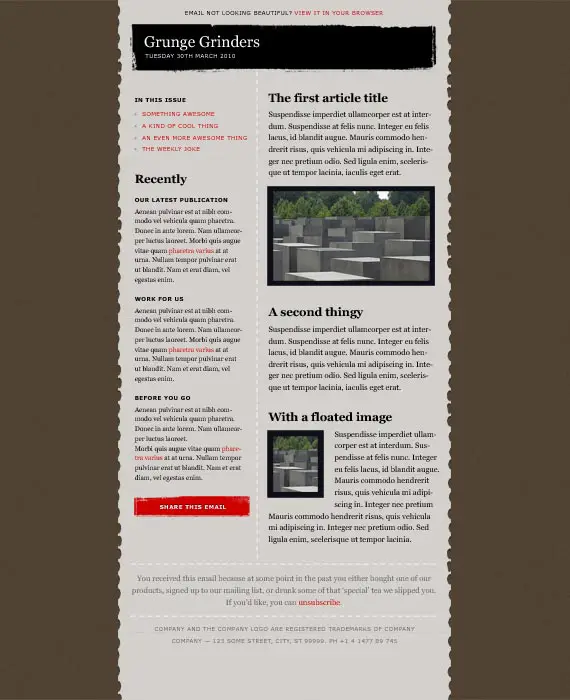 Grunge Email Newsletter Template