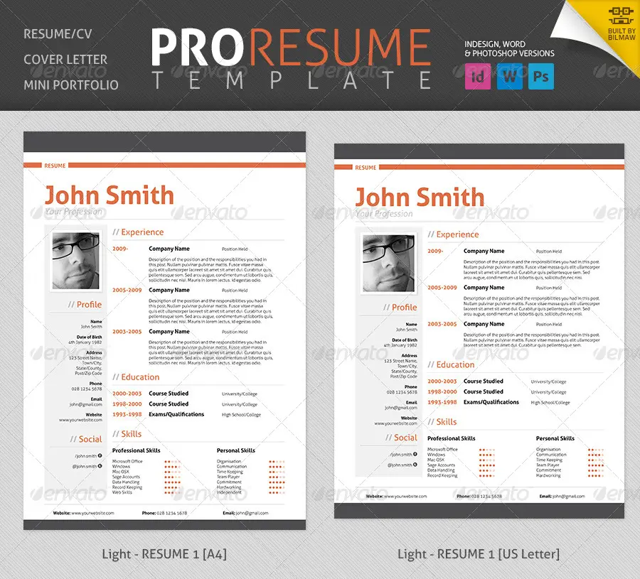 42  impeccable resume templates word psd indd ai download