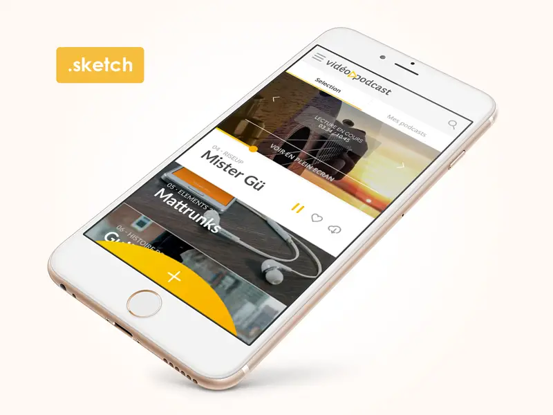 Free Video Podcast App Design using Sketch