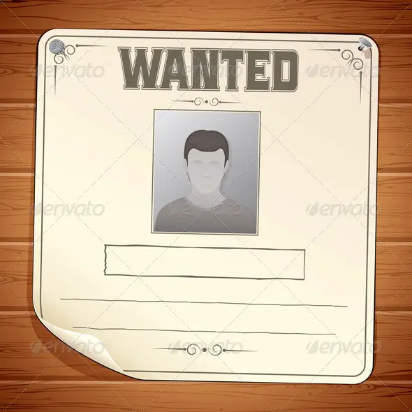 Wanted Poster on Wooden Wall