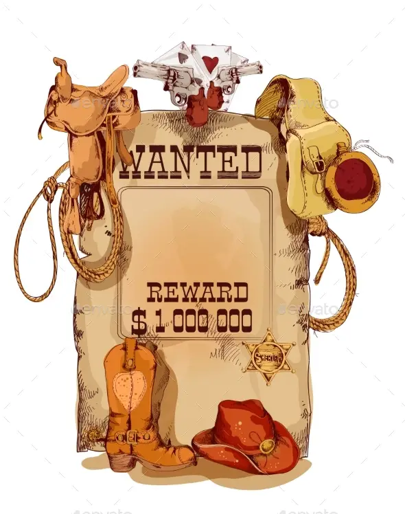 Wanted Western Vintage Poster