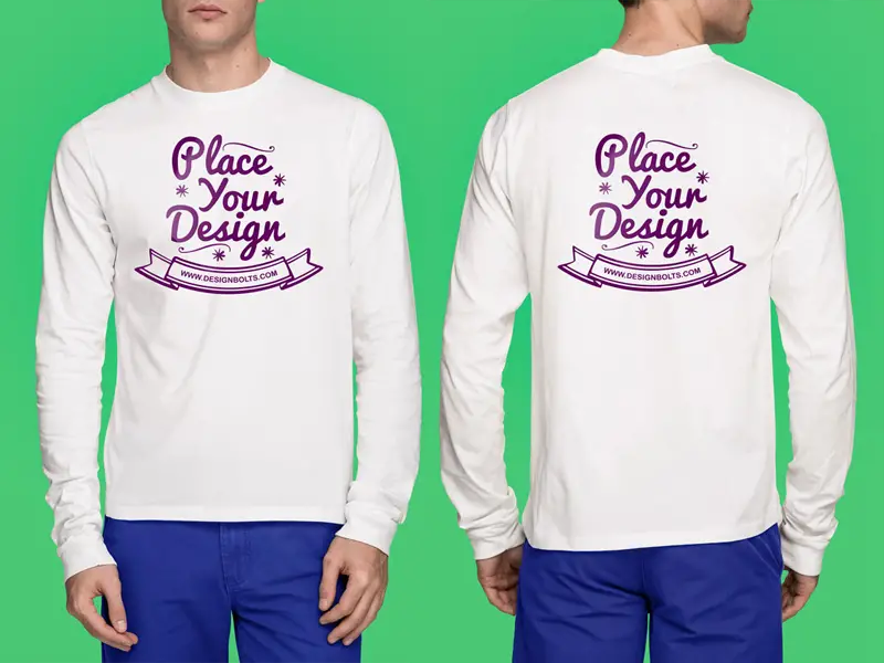 White T-Shirt Mockup PSD - Full Sleeves