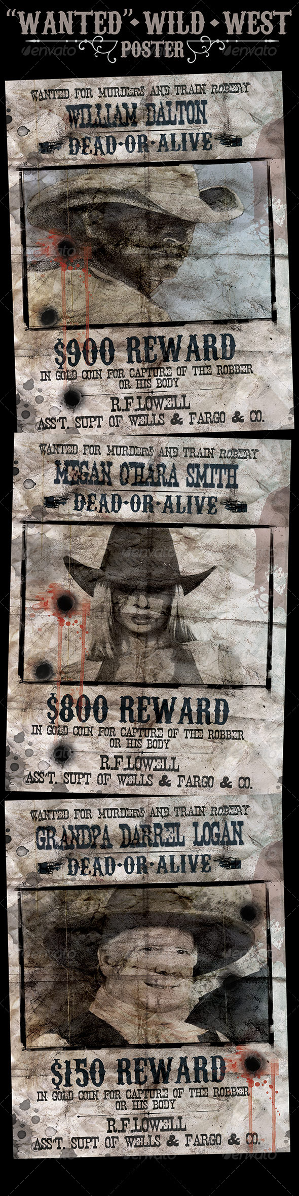 Wild West Style Wanted Poster Template