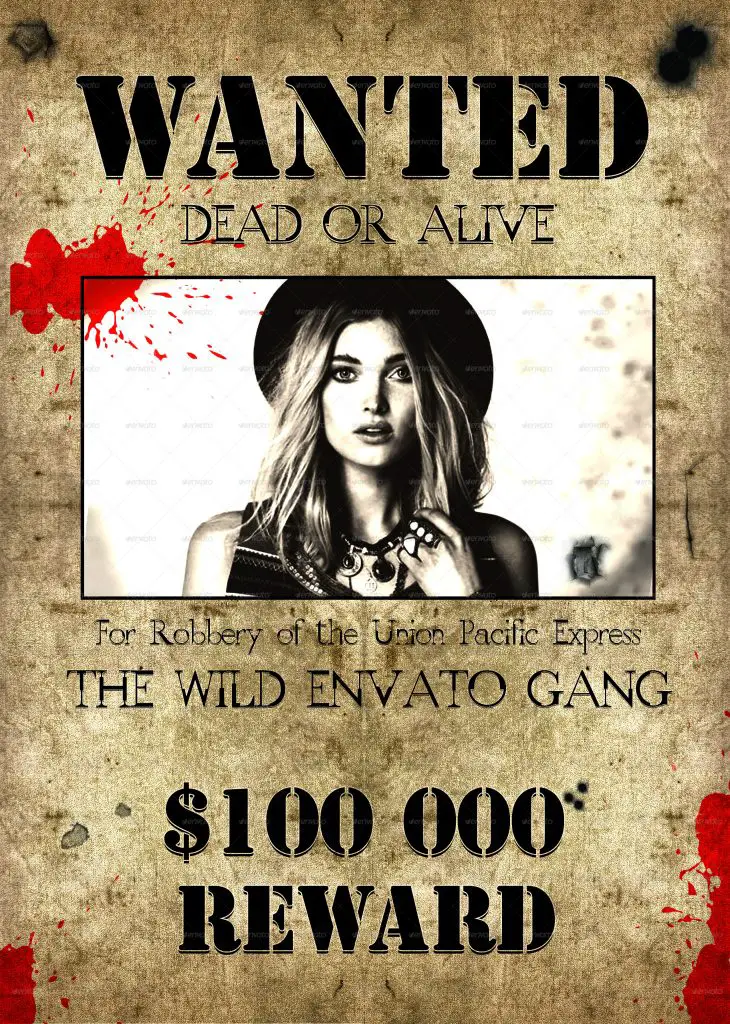 Wild West Style Wanted Poster Template