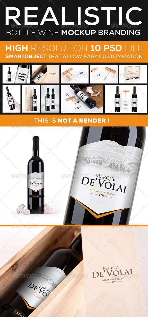 Wine Bottle Branding Mockup