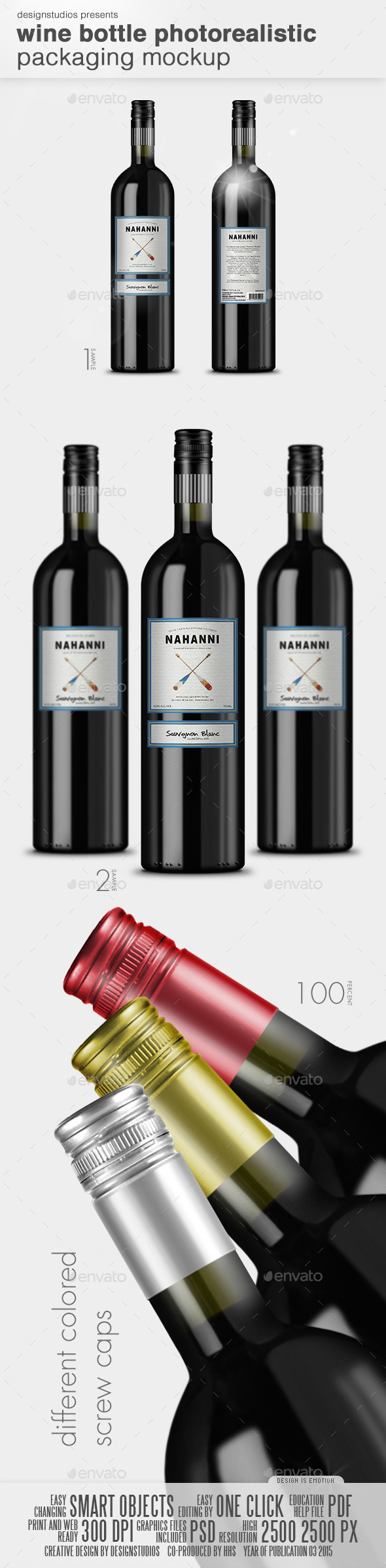 Wine Bottle Photorealistic Packaging Mockup