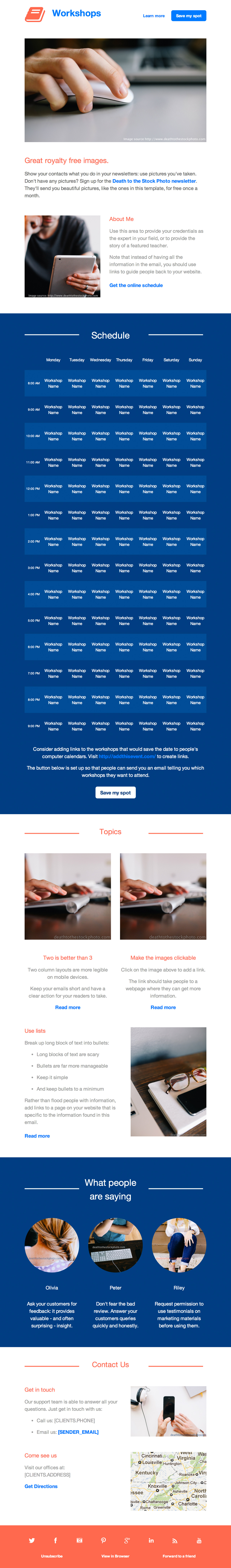 Workshops Email Newsletter Template