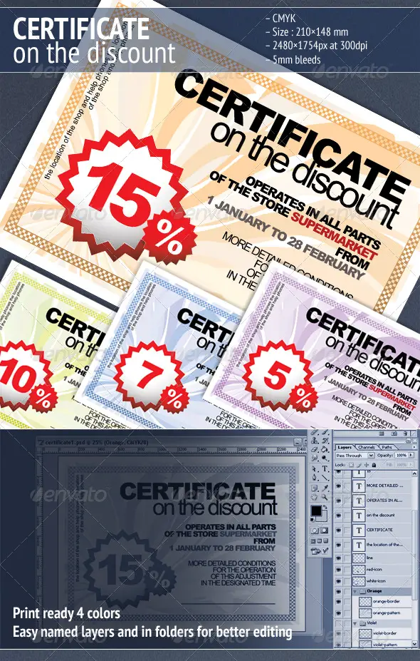 Certificate On The Discount Templates